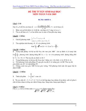 Bộ ðề thi dự bị tuyển sinh Đại học môn Toán năm 2005
